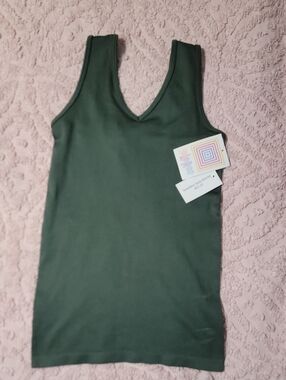 LuLaRoe Dark Green Ribbed V-Neck Tank